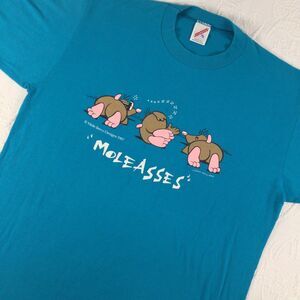 Vintage 1987 Mole Berry Designs MoleAsses Shirt XL Jeff Pollard Teal Funny Funky